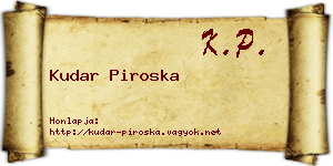 Kudar Piroska névjegykártya